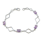 Amethyst Burger Day Whisper-thin Purple Silver Links Bracelet
