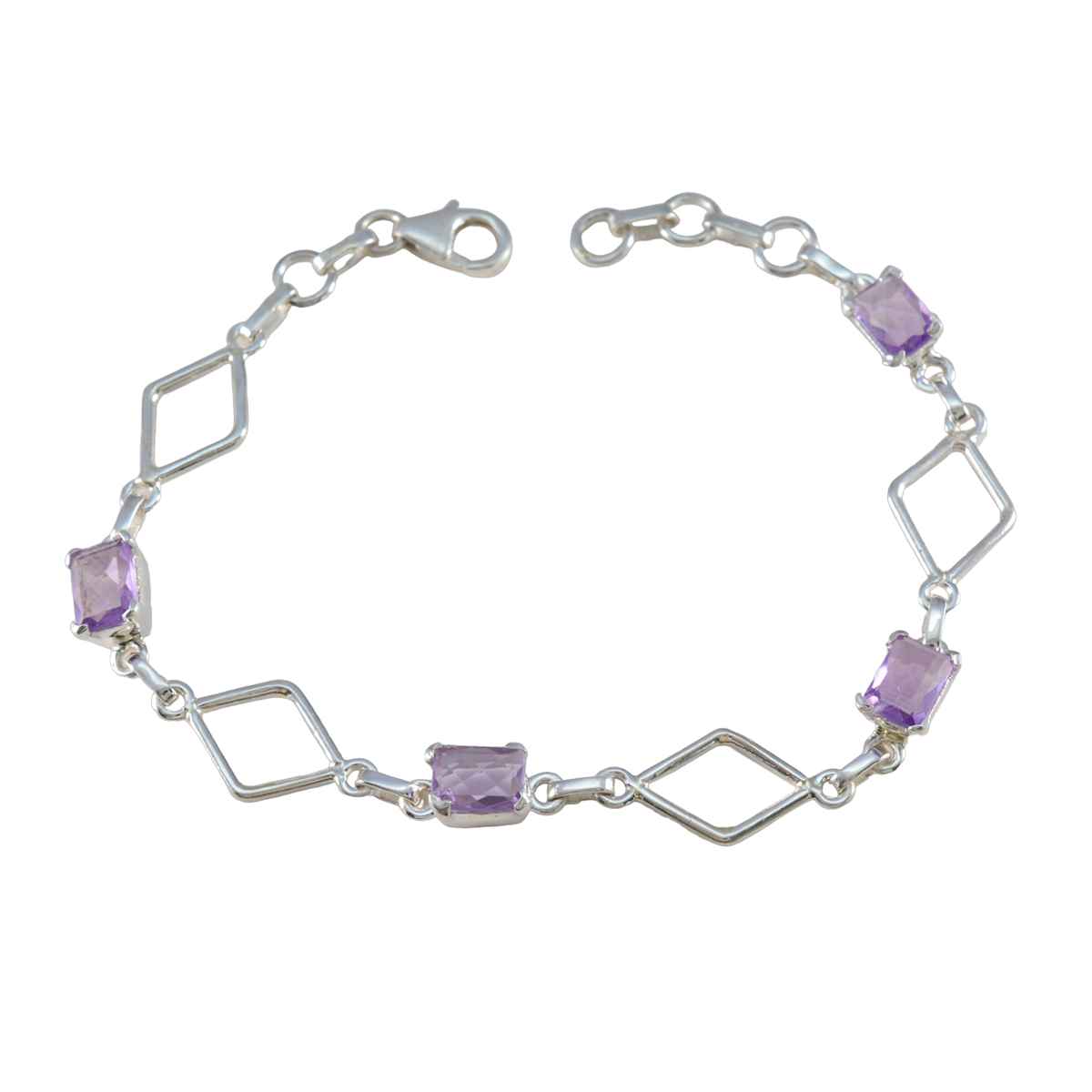 Amethyst Burger Day Whisper-thin Purple Silver Links Bracelet