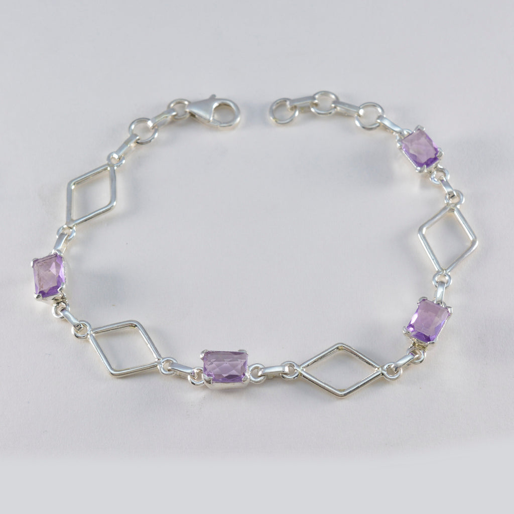 Amethyst Burger Day Whisper-thin Purple Silver Links Bracelet