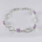 Amethyst Burger Day Whisper-thin Purple Silver Links Bracelet