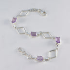 Amethyst Burger Day Whisper-thin Purple Silver Links Bracelet