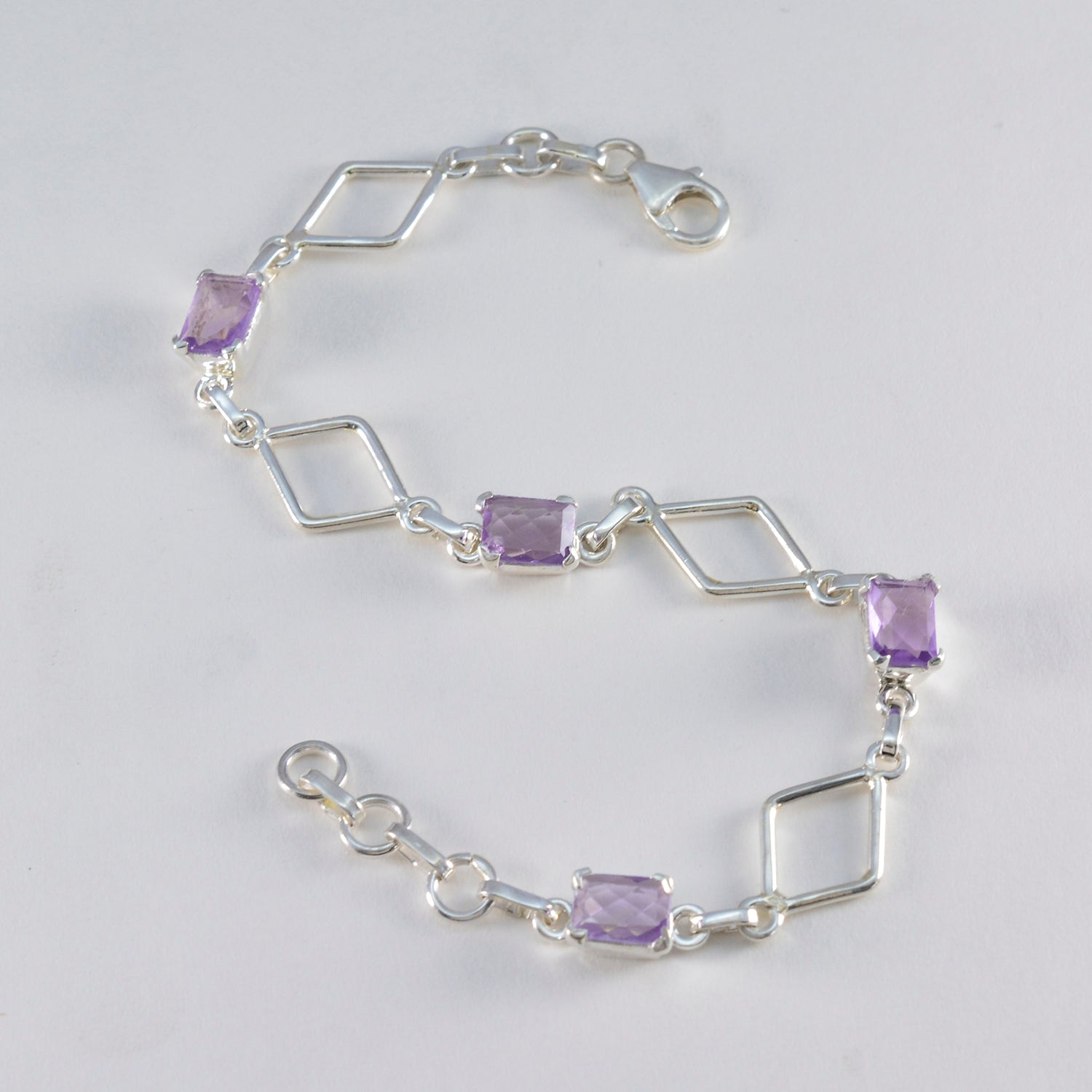 Amethyst Burger Day Whisper-thin Purple Silver Links Bracelet