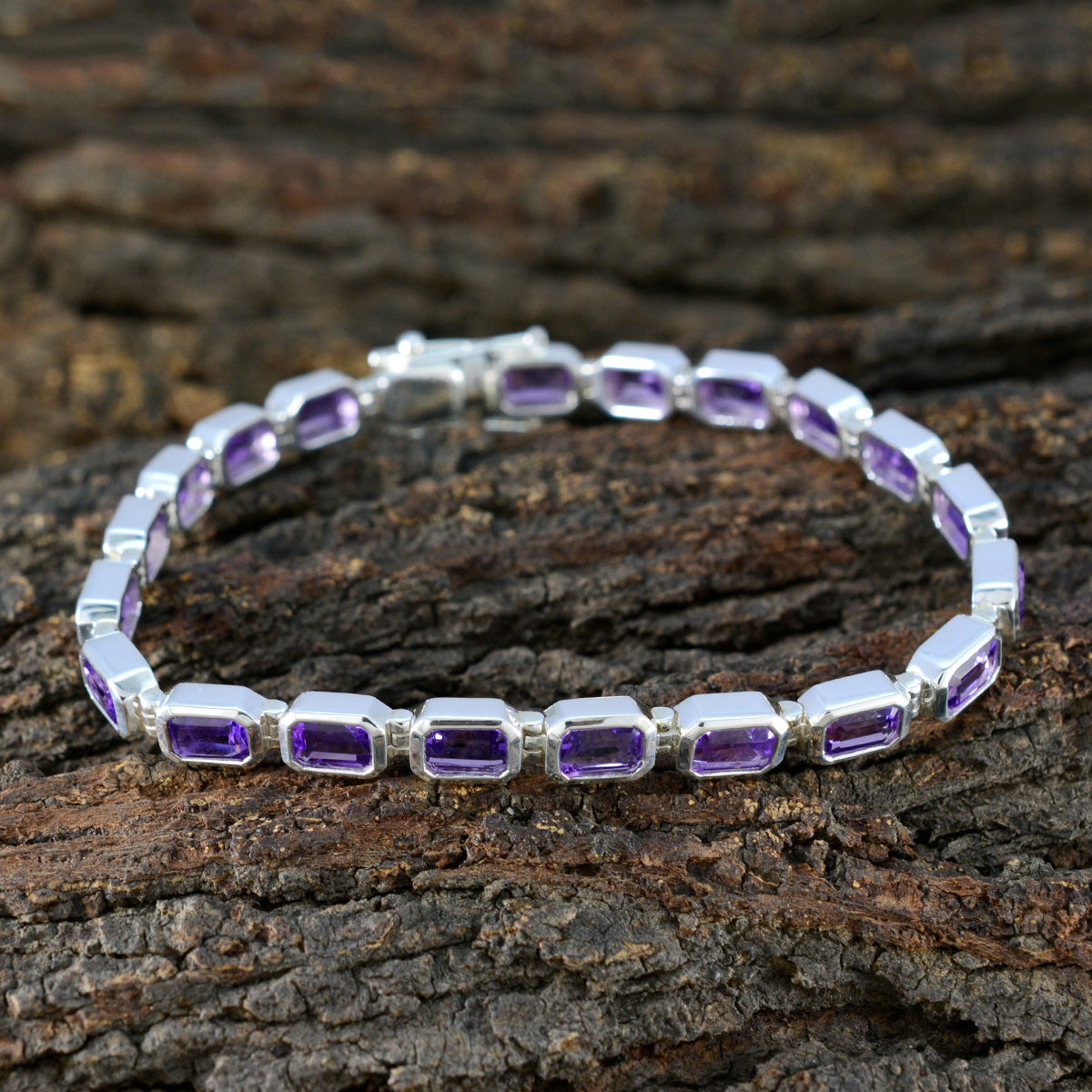 Amethyst Burns Night Minimal Purple Sterling Silver Tennis Bracelet