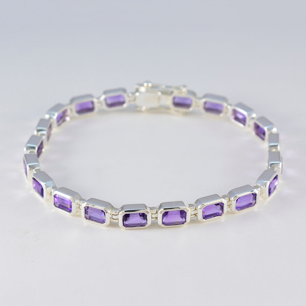 Amethyst Burns Night Minimal Purple Sterling Silver Tennis Bracelet