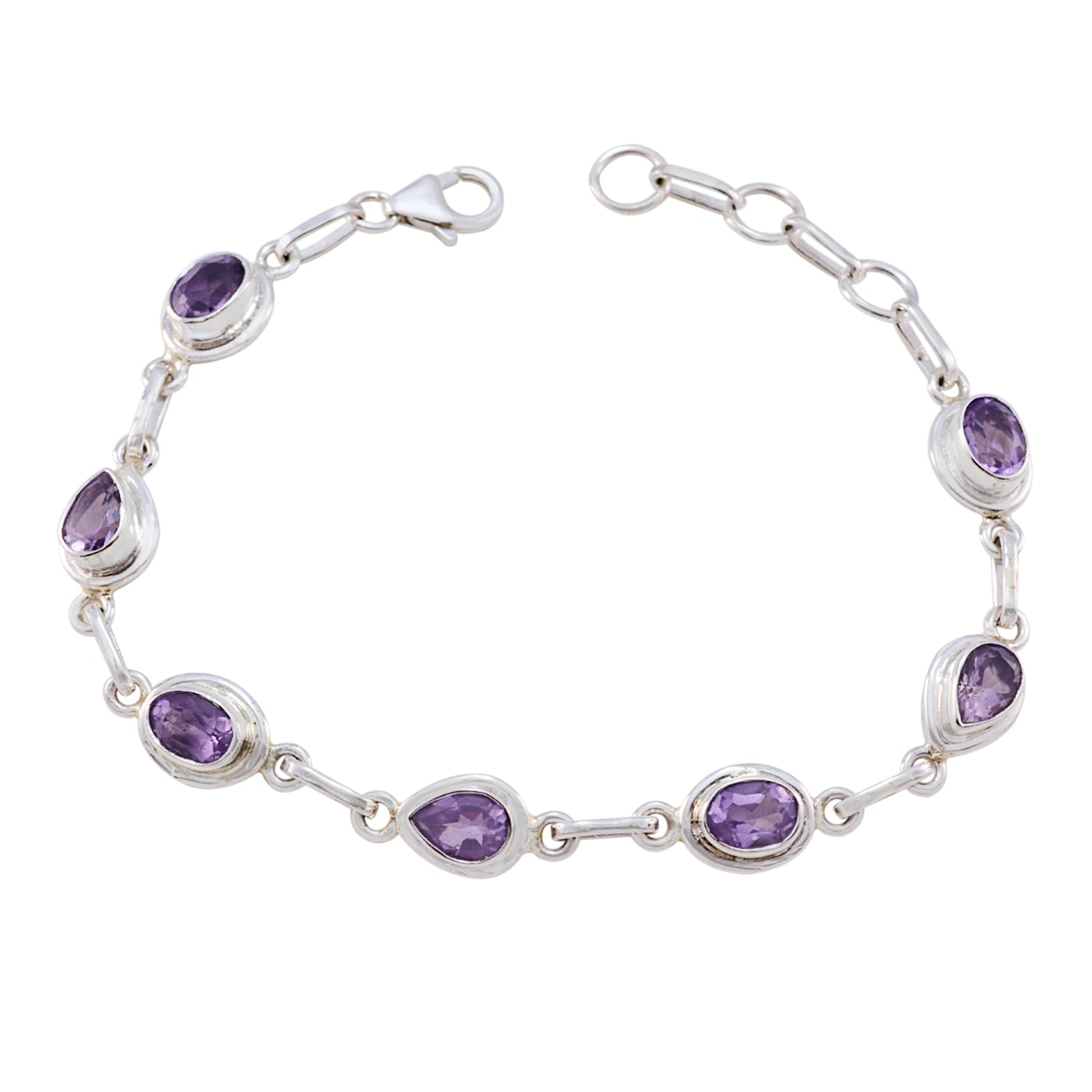 Amethyst Carnival Celebrations Featherlight Purple Silver Links Bracelet