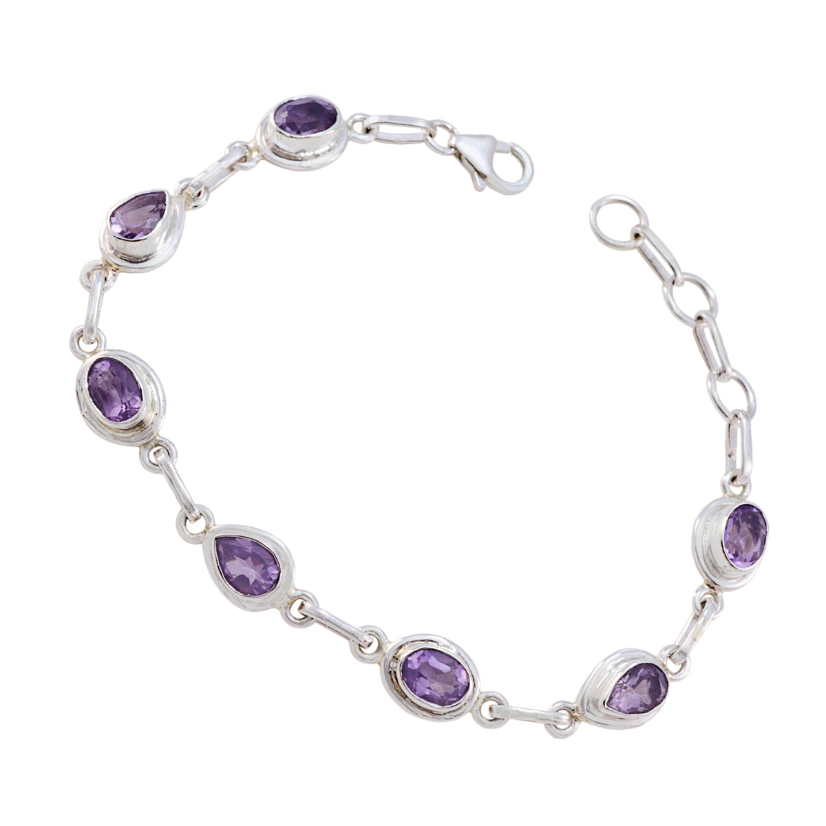 Amethyst Carnival Celebrations Featherlight Purple Silver Links Bracelet