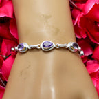 Amethyst Casual Featherlight Purple Sterling Silver Links Bracelet