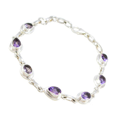 Amethyst Casual Featherlight Purple Sterling Silver Links Bracelet