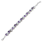Amethyst Cat Day Versatile Purple 925 Silver Links Bracelet