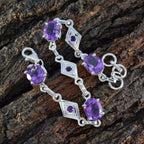 Amethyst Cheeseburger Day Featherlight Purple Sterling Silver Links Bracelet