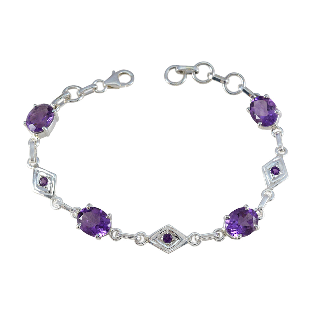 Amethyst Cheeseburger Day Featherlight Purple Sterling Silver Links Bracelet Huvudsaklig produktbild
