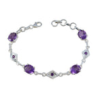 Amethyst Cheeseburger Day Featherlight Purple Sterling Silver Links Bracelet
