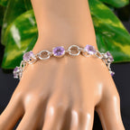 Amethyst Beginning of Summer Slim Purple 925 Silver Links Bracelet