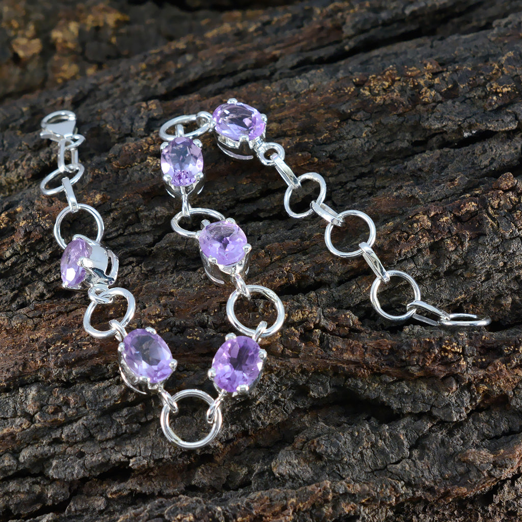 Amethyst Beginning of Summer Slim Purple 925 Silver Links Bracelet