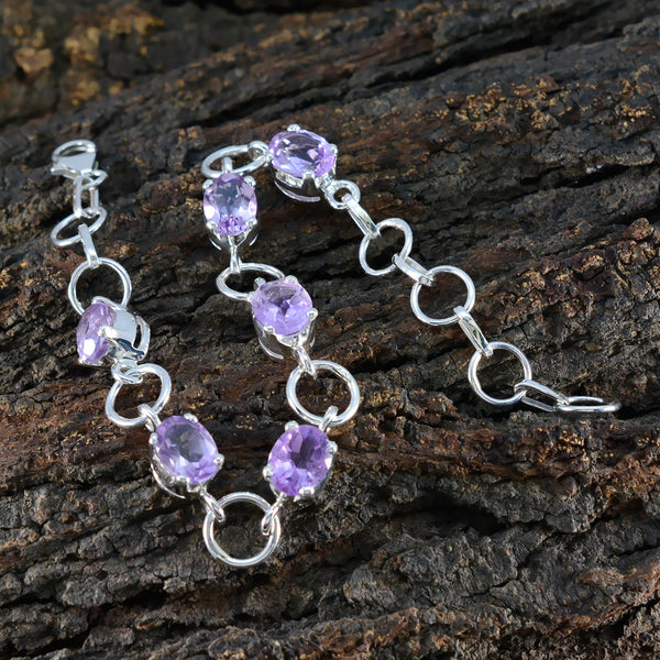 Amethyst Beginning of Summer Slim Purple 925 Silver Links Bracelet