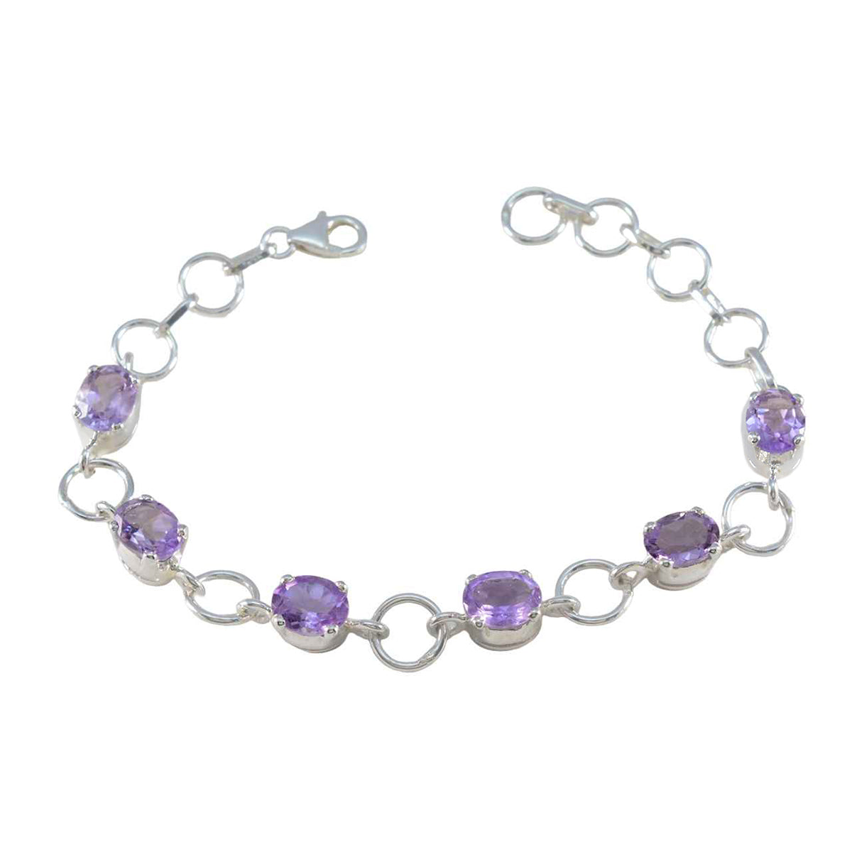 Amethyst Beginning of Summer Slim Purple 925 Silver Links Bracelet