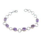 Amethyst Beginning of Summer Slim Purple 925 Silver Links Bracelet