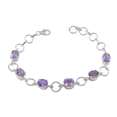 Amethyst Beginning of Summer Slim Purple 925 Silver Links Bracelet