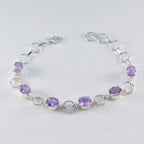 Amethyst Beginning of Summer Slim Purple 925 Silver Links Bracelet