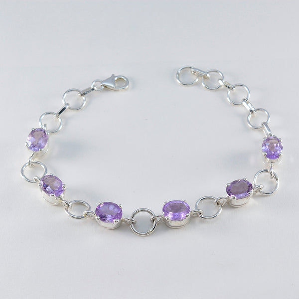 Amethyst Beginning of Summer Slim Purple 925 Silver Links Bracelet