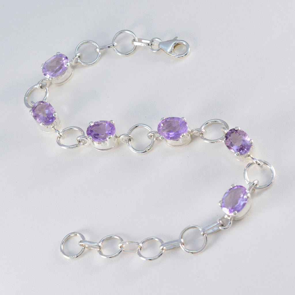 Amethyst Beginning of Summer Slim Purple 925 Silver Links Bracelet