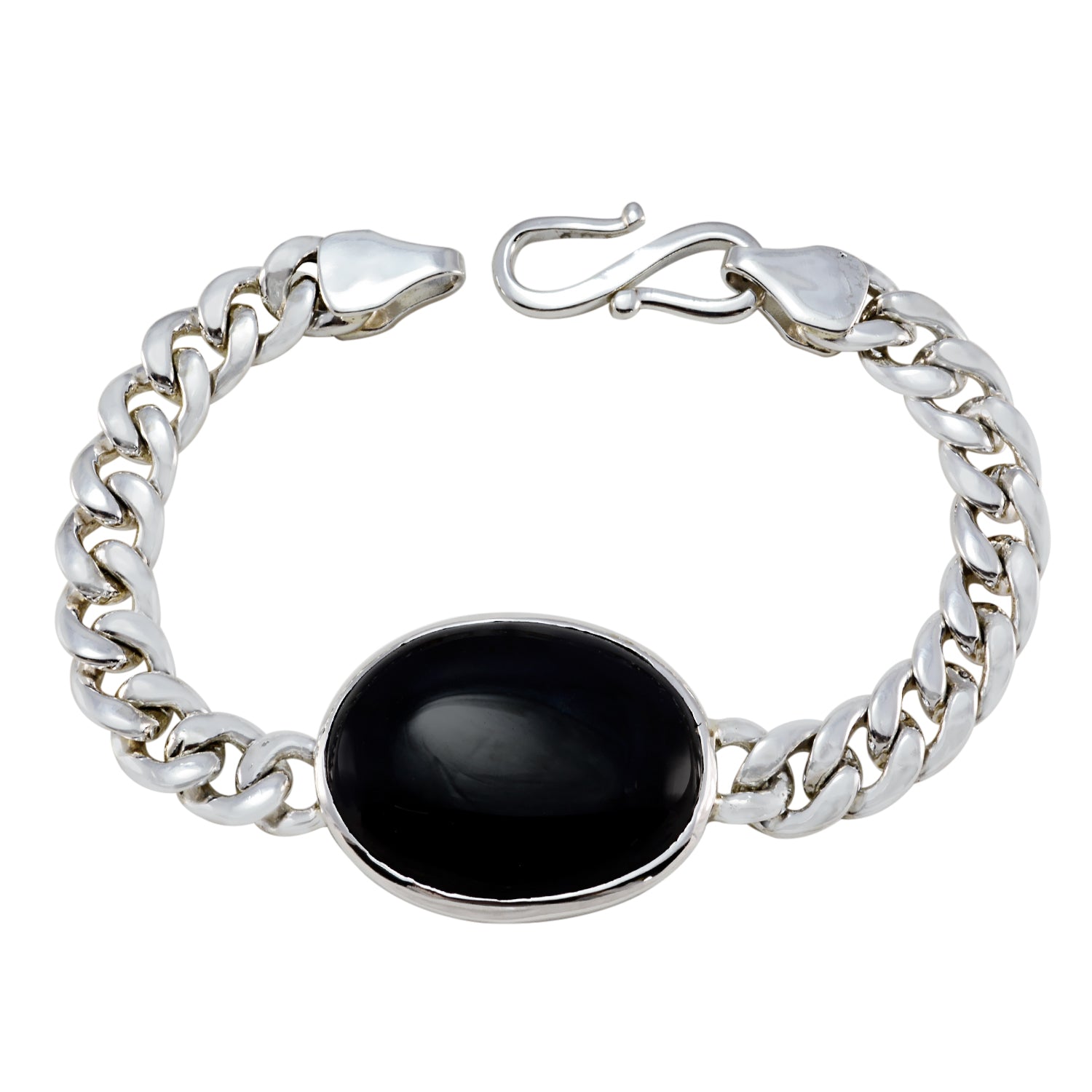 Black Onyx Chinese New Year Edgy Black Silver Chain Bracelet メイン画像