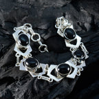 Black Onyx Chocolate Cake Day Minimal Black Sterling Silver Links Bracelet
