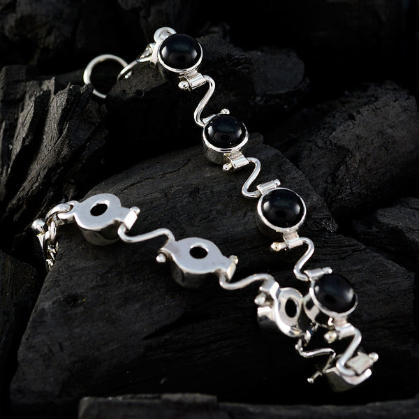 Black Onyx Chocolate Milkshake Day Slim Black 925 Silver Links Bracelet