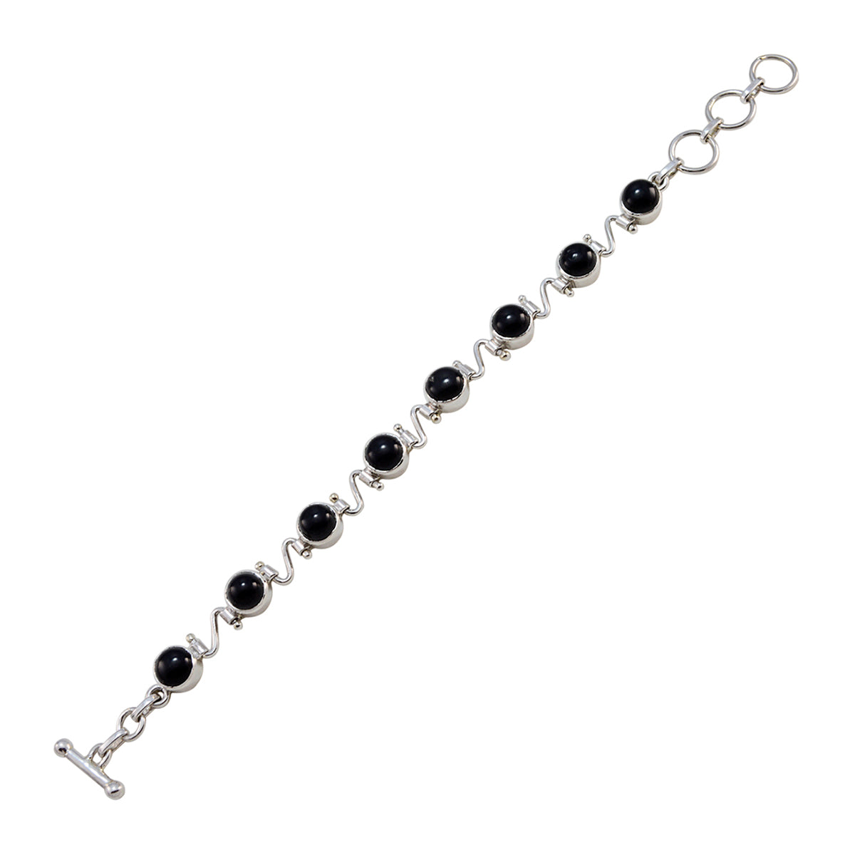 Black Onyx Chocolate Milkshake Day Slim Black 925 Silver Links Bracelet Imagen principal del producto