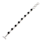Black Onyx Chocolate Milkshake Day Slim Black 925 Silver Links Bracelet