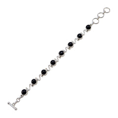 Black Onyx Chocolate Milkshake Day Slim Black 925 Silver Links Bracelet