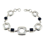 Black Onyx Christmas Classic Black Silver Links Bracelet