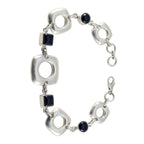 Black Onyx Christmas Classic Black Silver Links Bracelet