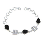 Black Onyx Christmas Day Slim Black Sterling Silver Links Bracelet