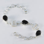 Black Onyx Christmas Day Slim Black Sterling Silver Links Bracelet