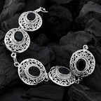 Black Onyx Christmas Eve Eye-catching Black 925 Silver Links Bracelet