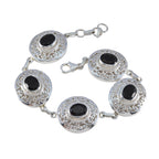 Black Onyx Christmas Eve Eye-catching Black 925 Silver Links Bracelet