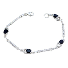 Black Onyx Christmas in July Dainty Black Silver Links Bracelet