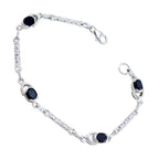 Black Onyx Christmas in July Dainty Black Silver Links Bracelet