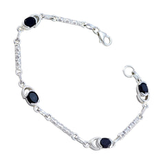 Black Onyx Christmas in July Dainty Black Silver Links Bracelet