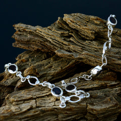 Black Onyx Christmas Jumper Day Dainty Black Sterling Silver Links Bracelet