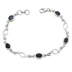 Black Onyx Christmas Jumper Day Dainty Black Sterling Silver Links Bracelet