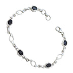 Black Onyx Christmas Jumper Day Dainty Black Sterling Silver Links Bracelet