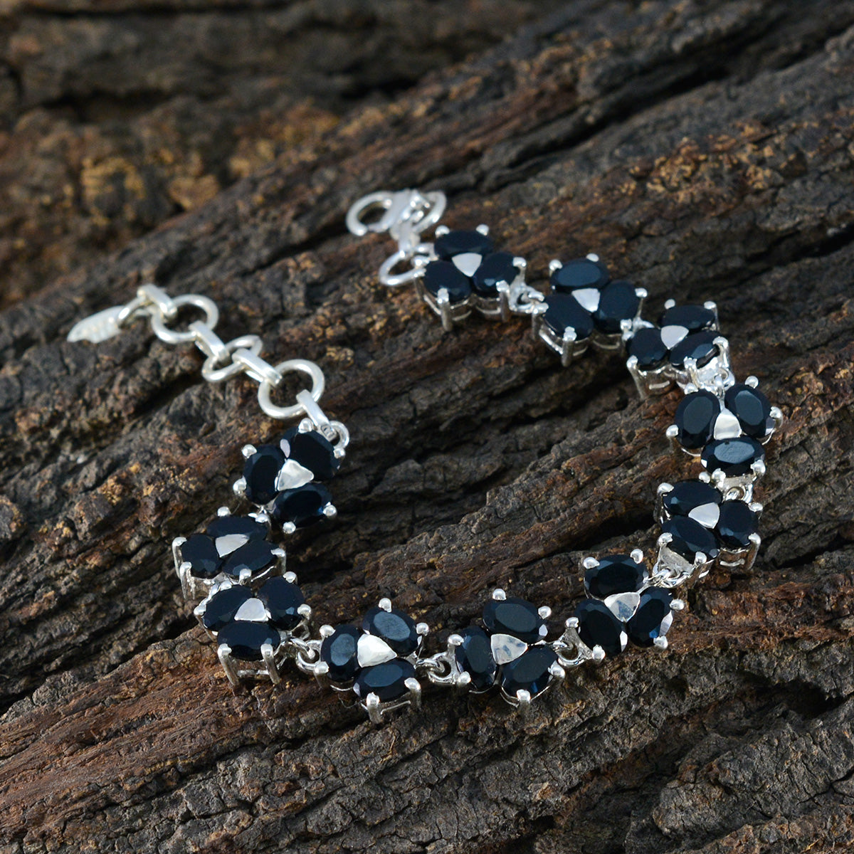 Black Onyx Cinco de Mayo Mid-weight Black 925 Silver Links Bracelet