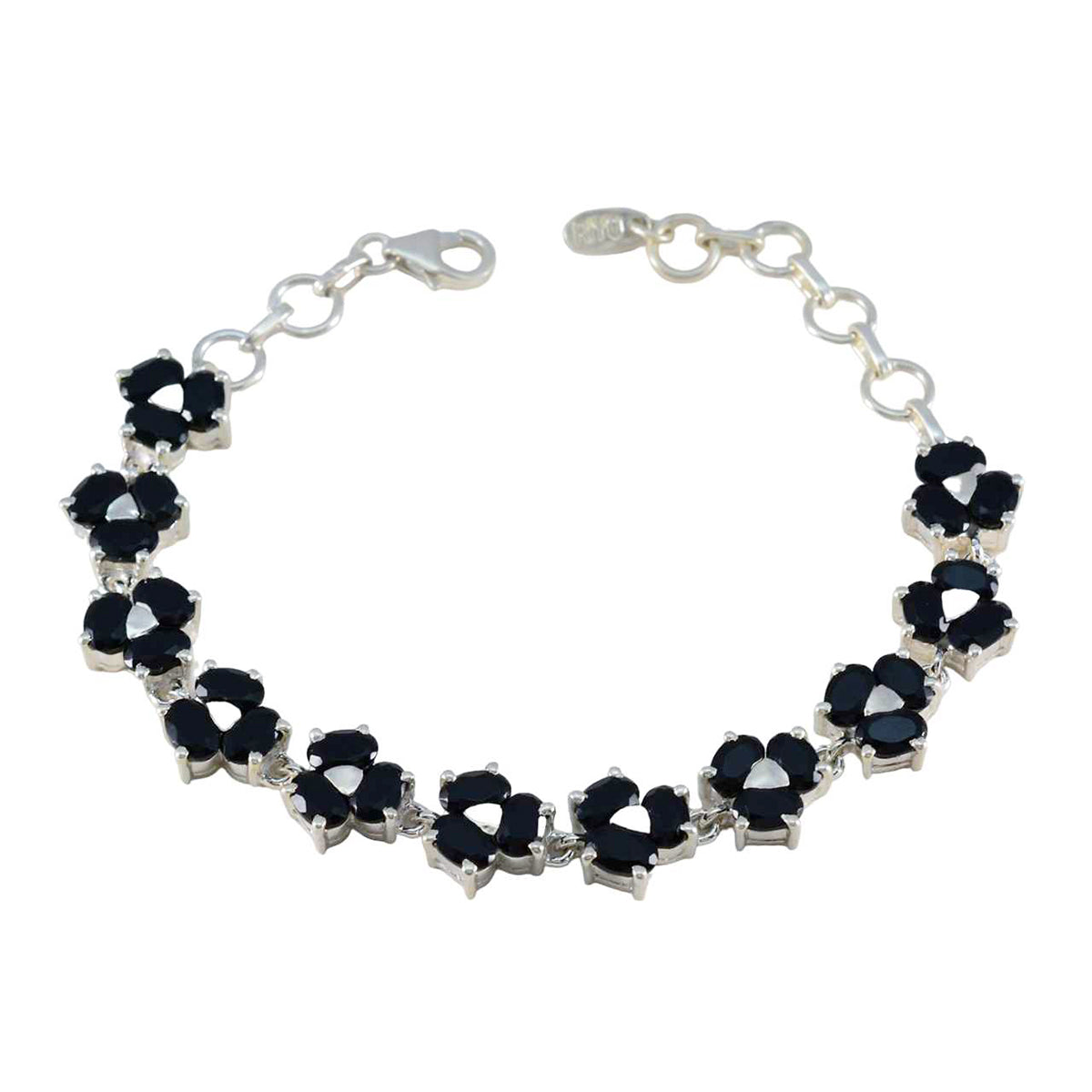 Black Onyx Cinco de Mayo Mid-weight Black 925 Silver Links Bracelet