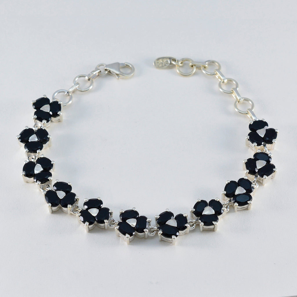 Black Onyx Cinco de Mayo Mid-weight Black 925 Silver Links Bracelet