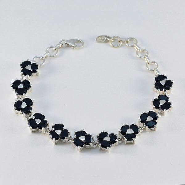 Black Onyx Cinco de Mayo Mid-weight Black 925 Silver Links Bracelet