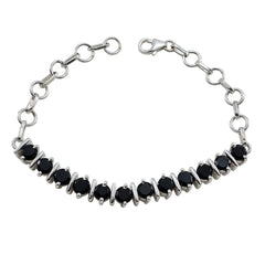Black Onyx Clean Your Desk Day Tiny Black Silver Tennis Bracelet