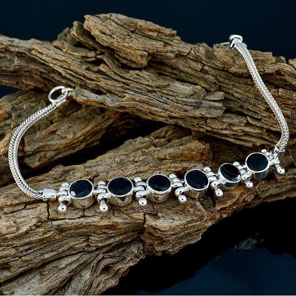 Black Onyx Click Frenzy Glow Slim Black Sterling Silver Tennis Bracelet