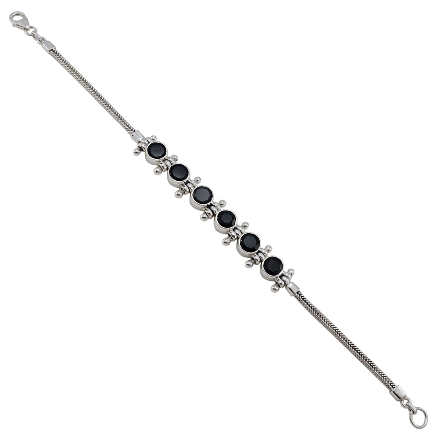 Black Onyx Click Frenzy Glow Slim Black Sterling Silver Tennis Bracelet メイン画像